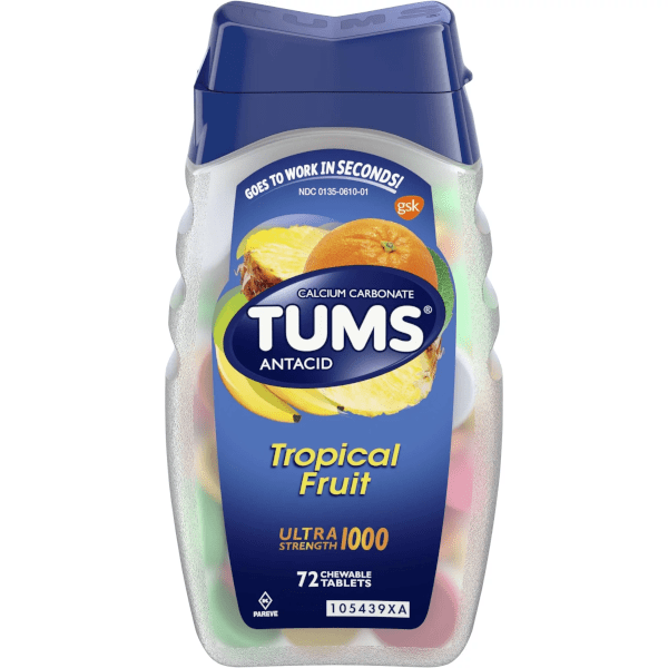 TUMS Tabletas antiácidas extra fuertes para alivio de la acidez estomacal masticable y alivio de la indigestión ácida, sabores de frutas TUMS Tabletas antiácidas extra fuertes para alivio de la acidez estomacal masticable y alivio de la indigestión ácida, sabores de frutas